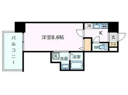 カシータ神戸元町ジェーピー(1K/6階)の間取り写真