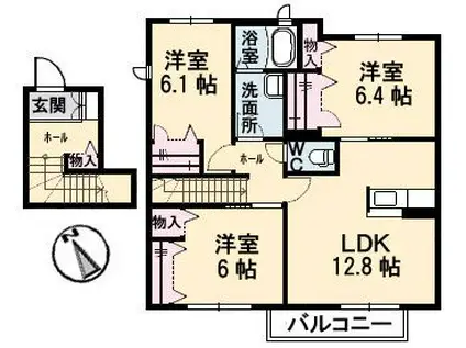 ヴィラ・ロトスB棟(3LDK/2階)の間取り写真
