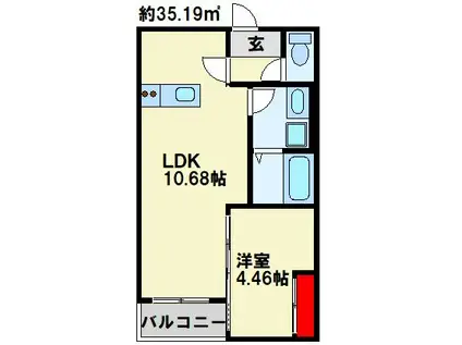 BRABEBASE三萩野(1LDK/3階)の間取り写真