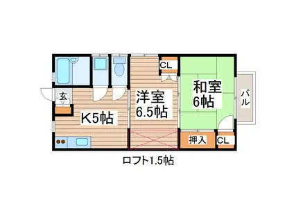 サンコーポIII(2K/2階)の間取り写真