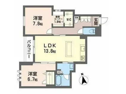 SAMAISON神通町(2LDK/3階)の間取り写真