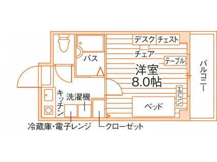 CASA西院不動ハイツ(1K/3階)の間取り写真