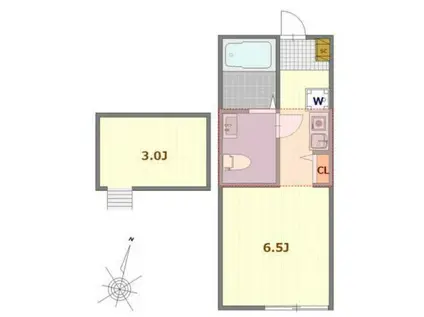 ドルチェ・ビータ西横浜(ワンルーム/2階)の間取り写真