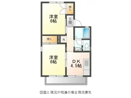 セジュール伊藤A棟(2DK/2階)の間取り写真