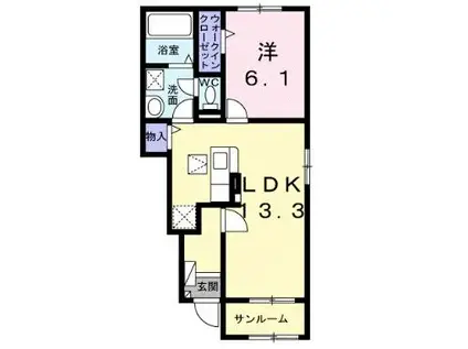 ポタージュ(1LDK/1階)の間取り写真