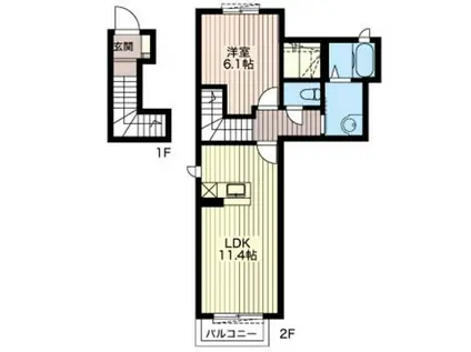 ピアタウン(1LDK/2階)の間取り写真
