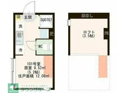 ハーモニーテラス富士見台III(ワンルーム/1階)の間取り写真