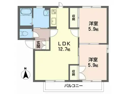 コーポヤナイ B(2LDK/1階)の間取り写真