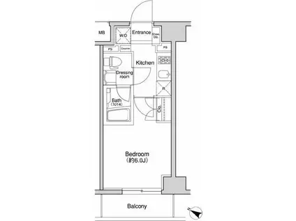 プラウドフラット森下(1K/1階)の間取り写真