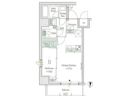 ワンルーフレジデンス亀戸(1DK/3階)の間取り写真