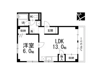 プロスパー第8ビル(1LDK/2階)の間取り写真