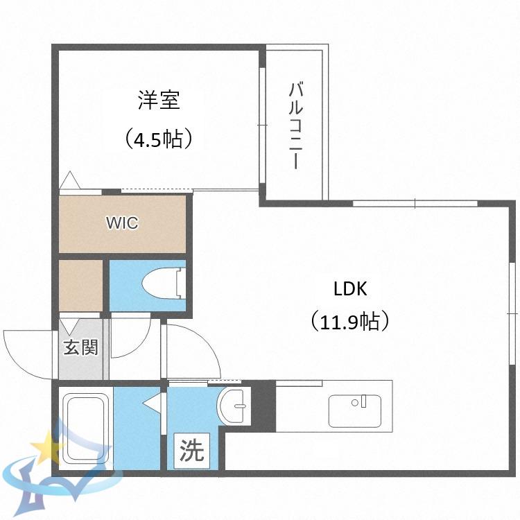 CARRERA行啓通(1LDK/3階)の間取り写真