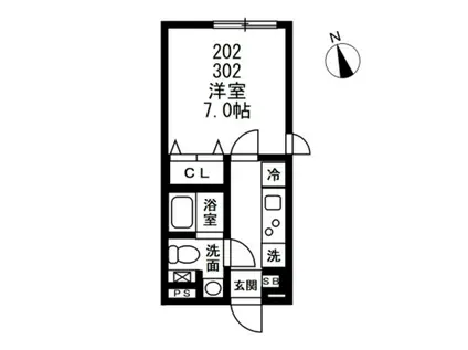 NOZOMIO祐天寺(1K/2階)の間取り写真