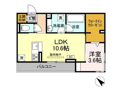 D CREST 中之郷2丁目(1LDK/2階)の間取り写真