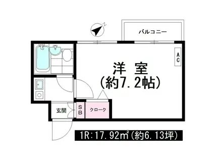 南平台サニーハイツ(ワンルーム/2階)の間取り写真