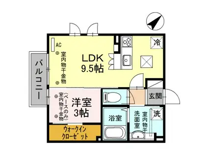AILE(1LDK/1階)の間取り写真