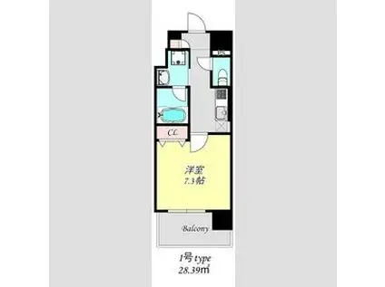 グランネクサス船橋町(1K/6階)の間取り写真