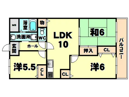 HIYODORI(3LDK/3階)の間取り写真