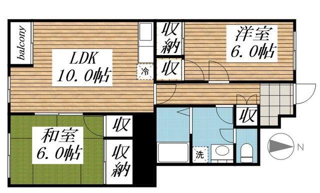 サンライズ(2LDK/3階)の間取り写真