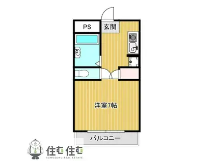 シェルブライト三番館(ワンルーム/1階)の間取り写真