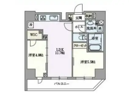 グランパセオ浅草橋(2LDK/8階)の間取り写真