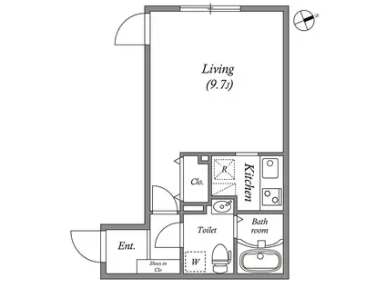 MODULOR祐天寺(1K/1階)の間取り写真