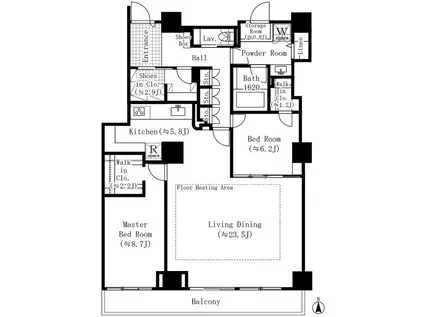 恵比寿ガーデンテラス弐番館(2LDK/3階)の間取り写真