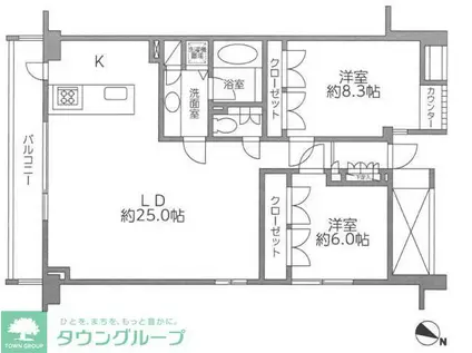 レジディア北新宿(2LDK/2階)の間取り写真