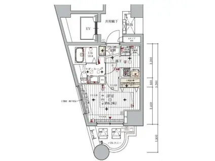 メインステージ北千住II(1K/6階)の間取り写真