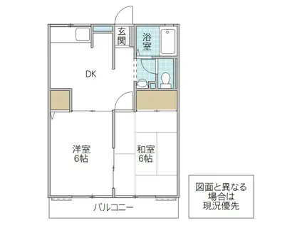 フローラル B棟(2DK/2階)の間取り写真