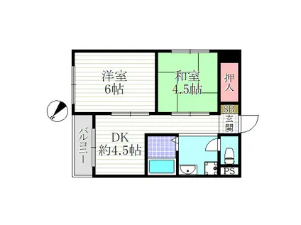 ル・トワ・ノワール(2DK/3階)の間取り写真