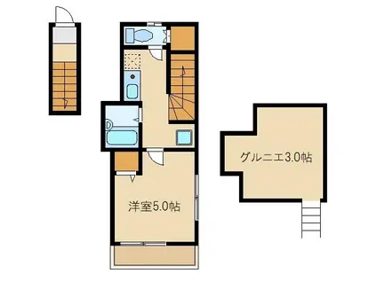 IKフラット4(1K/2階)の間取り写真
