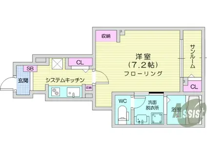 杜のレジデンス(1K/1階)の間取り写真