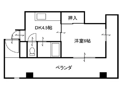 春日ビル(1DK/5階)の間取り写真