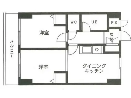 タリーハイム白鍬(2DK/3階)の間取り写真