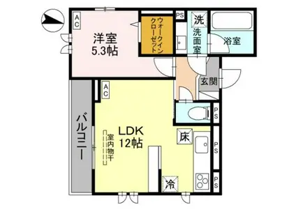 D-ROOM南笹口(1LDK/1階)の間取り写真