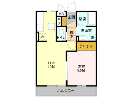 マレアガーデン新横浜A(1LDK/2階)の間取り写真