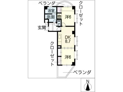 ジュノス(2LDK/2階)の間取り写真