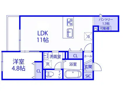 LUNA GRACE(1LDK/1階)の間取り写真