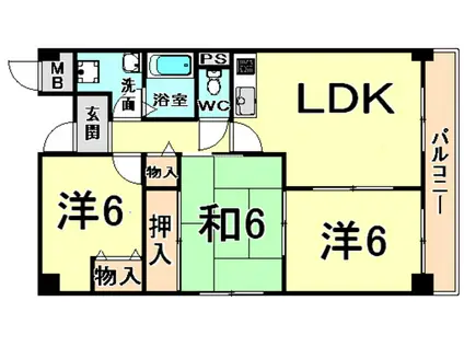 デルニエハイツ(3LDK/1階)の間取り写真