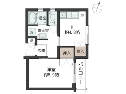 メゾン天神(1K/2階)の間取り写真