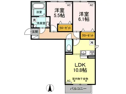 ディオ・ストラーダ(2LDK/3階)の間取り写真