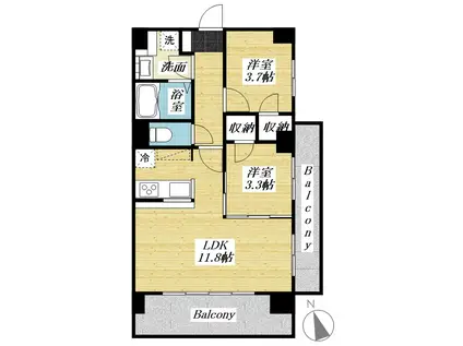 八王子計画(2LDK/6階)の間取り写真