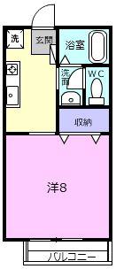 ディアコートみやびII(1K/2階)の間取り写真