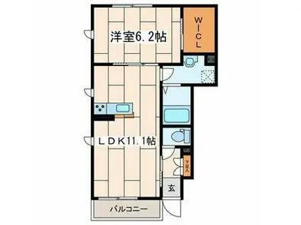 クレスティークII(1LDK/1階)の間取り写真