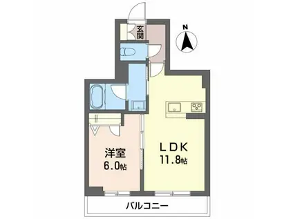 アンビシア西ノ内(1LDK/3階)の間取り写真