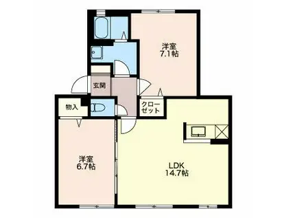 ミルトハイム(2LDK/1階)の間取り写真