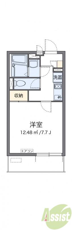 クレイノ浪華IV(1K/1階)の間取り写真