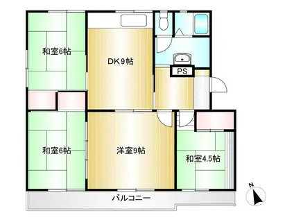 リアンII棟(4DK/1階)の間取り写真