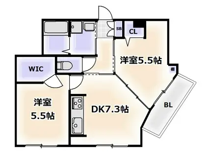 大拓ハイツ12(2DK/1階)の間取り写真